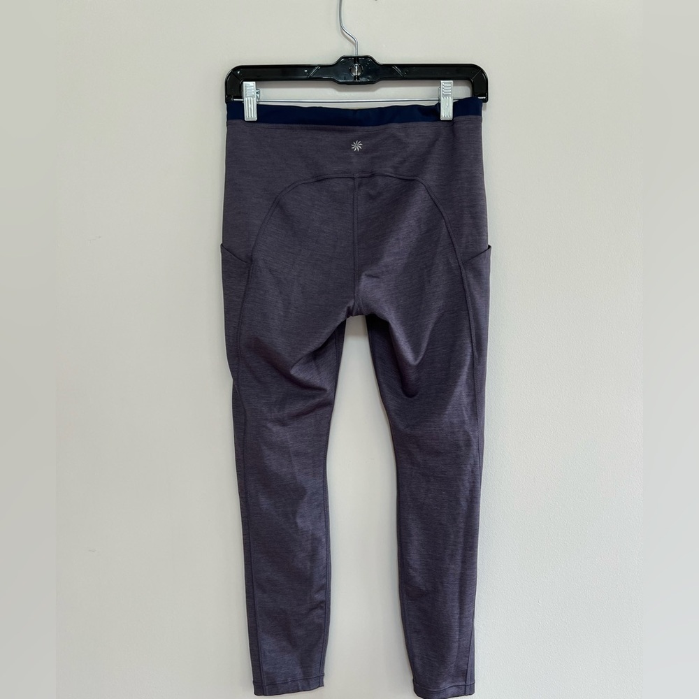 Athleta Ultimate Stash Pocket 7/8 Tight Leggings in Heather Grey/Navy, size M - Picture 3 of 11